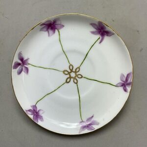 ELITE WORKS LIMOGES FRANCE Porcelain Snack Plate White 5" Floral Art Nouveau‎